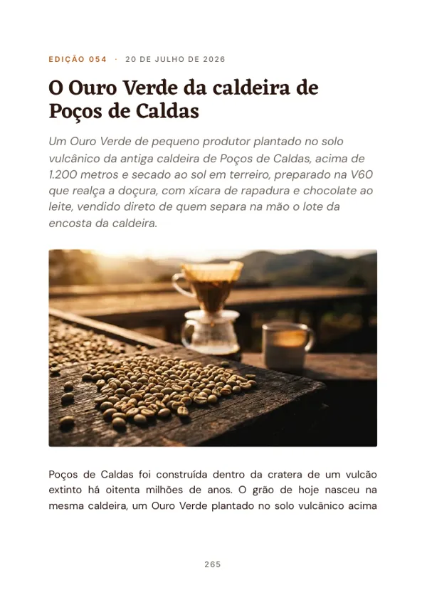 Página 265 do volume: abertura da edição 054, O Ouro Verde da caldeira de Poços de Caldas